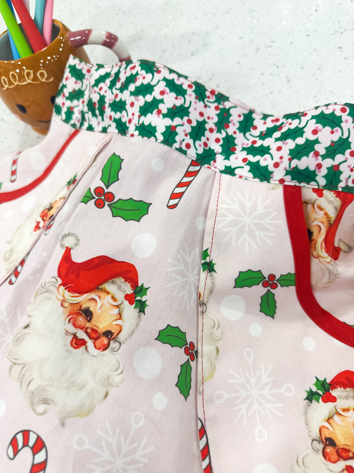 Retro Santa Twirl Apron - Adult (Half Apron)